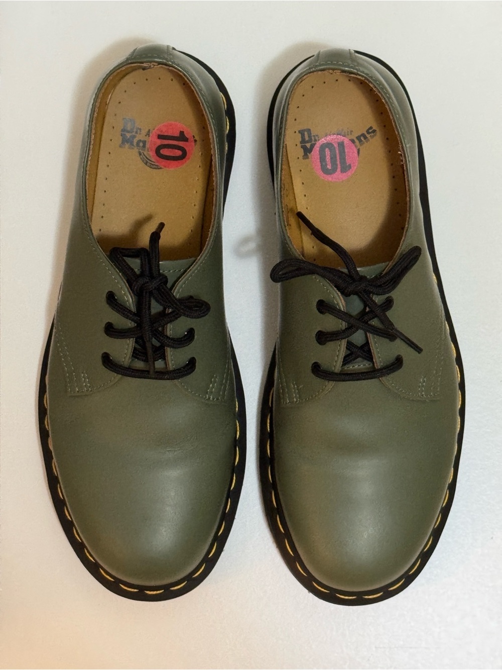 Dr. Martens 1461 Olive Green Leather Oxfords (Men 9 / Women 10)